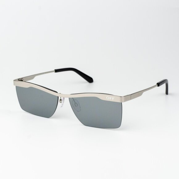 Off-White RIMINI Men Sunglasses Silver Mirror Rectangle OERI095 RIMINI 7272 - Picture 1 of 13
